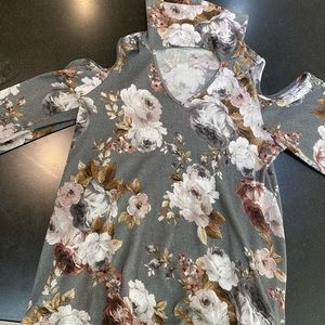 Cold shoulder high neck sweater